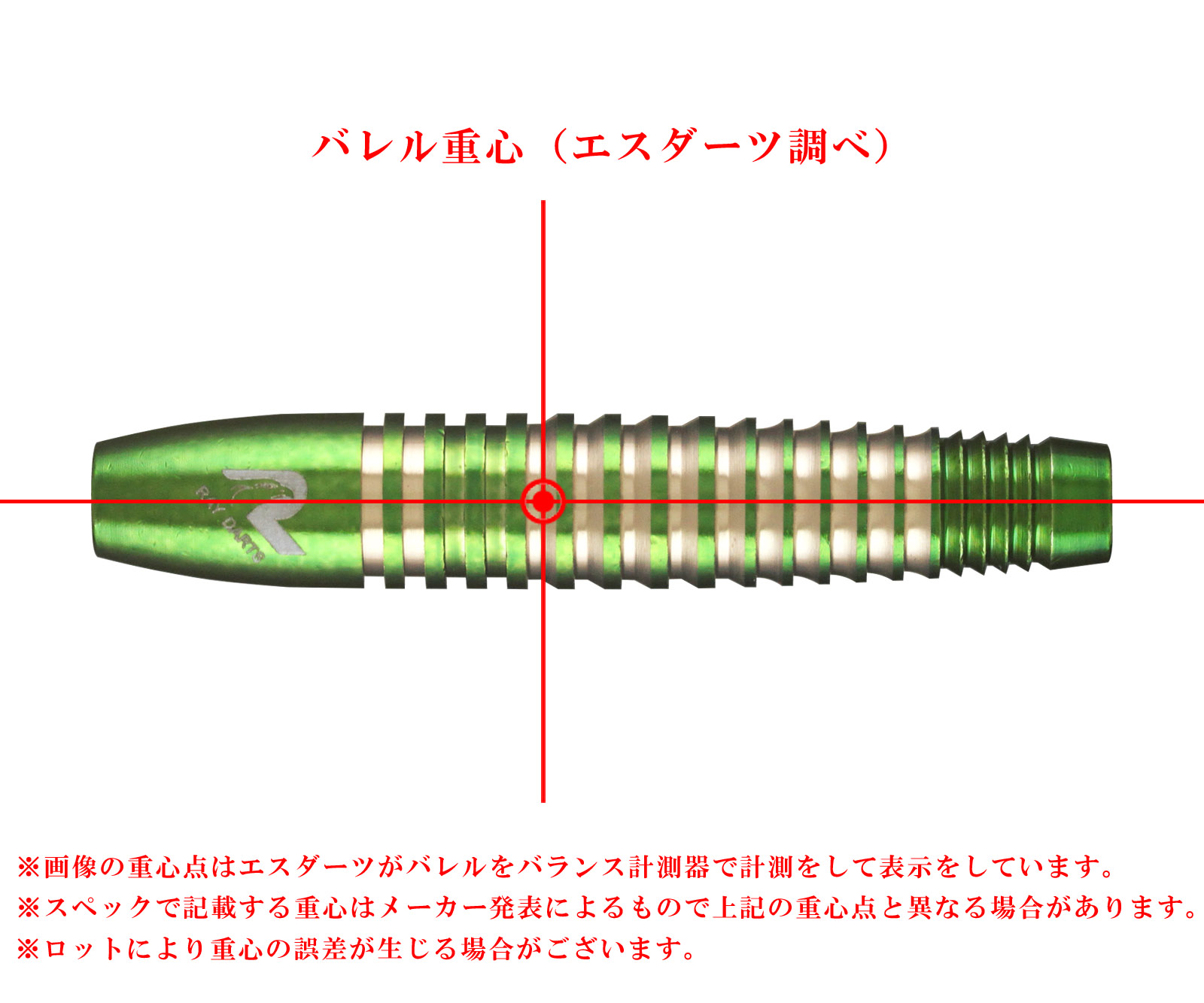 RAY DARTS PROMINENT Green 's barell center of gravity image.